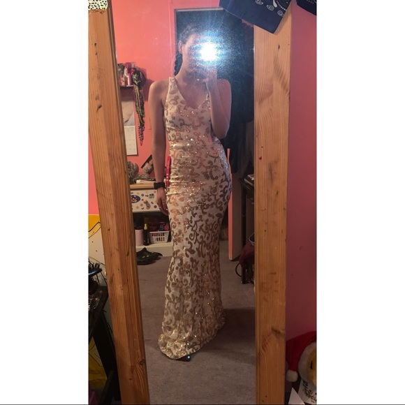 Gold & White Sparkly Prom Dress - Picture 2 of 4